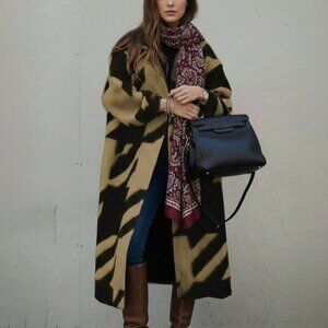 Brown Casual Women's Contrast Color Long Sleeve Knitted Cardigan For